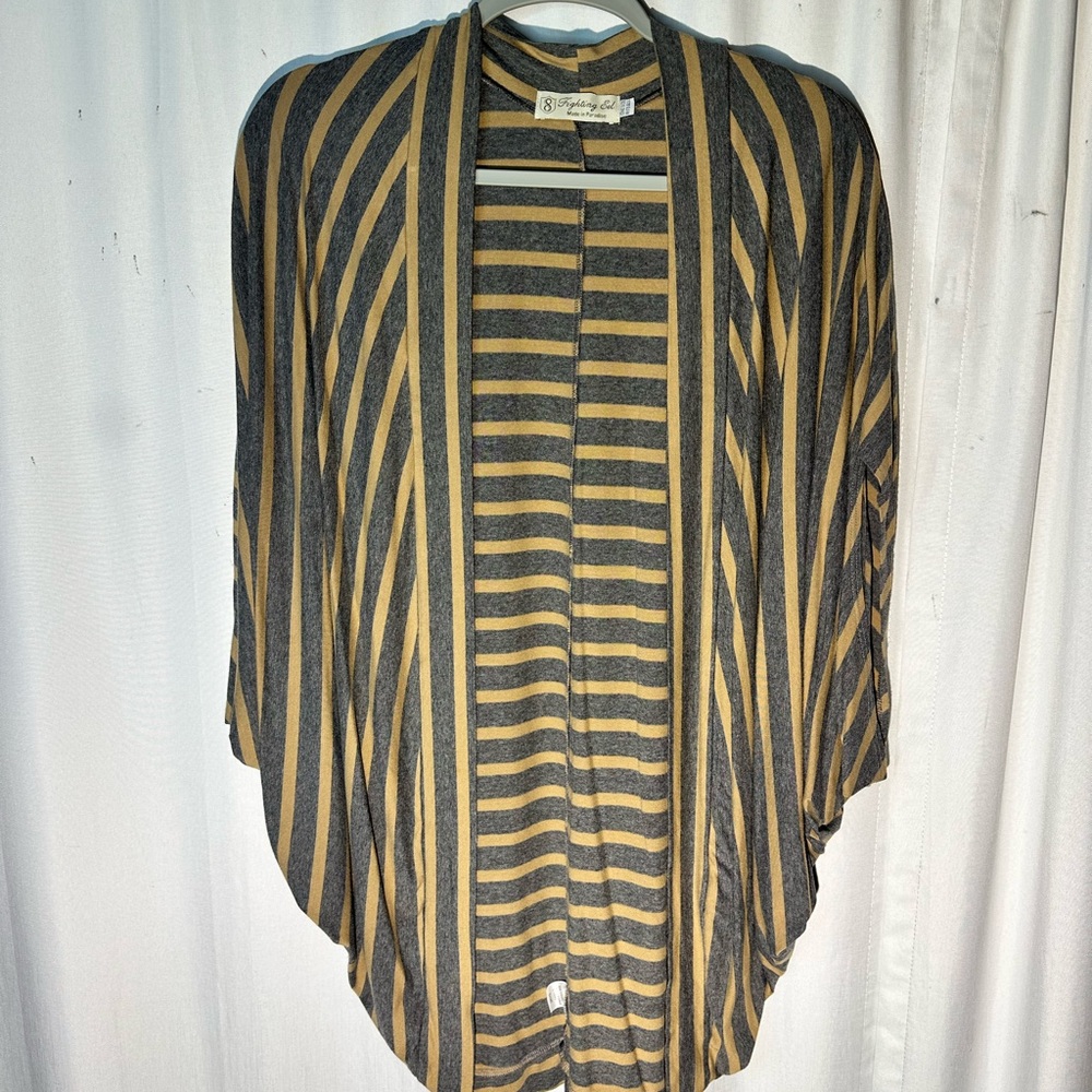 Fighting Eel Gray and Tan Cardigan One Size